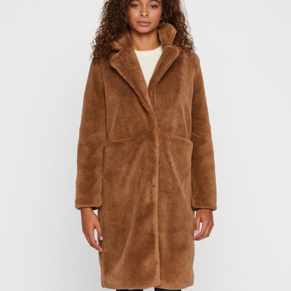 New Holly Long Teddy Coat โ Size Medium โ Tobacco Brown - Picture 11 of 12